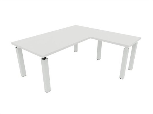 [Pas de famille] - [Pas de sous famille] - X4 Ensemble de bureau 200x100cm + retour 60x100cm sur pieds blanc / blanc - sur délai