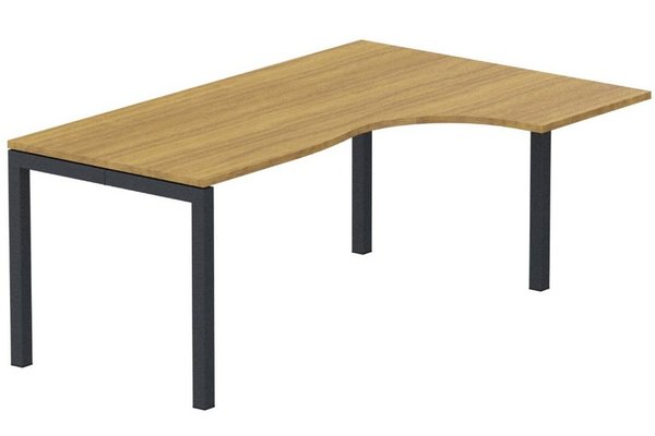 Gamme K3 - Plans compacts - K3 Compact 90° asymétrique 180x120x80/60cm retour à droite noyer / Anthracite