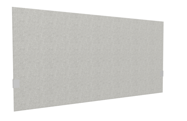 PANNEAUX ECRANS POUR BUREAU DROIT SOLO - Pour bureaux largeur 140 cm - SECRET Panneau-écran acoustique H74cm pour poste solo L.140cm. 2 faces tissu SYNERGY coloris gris clair. pinces de fixation réglables en hauteur coloris aluminium