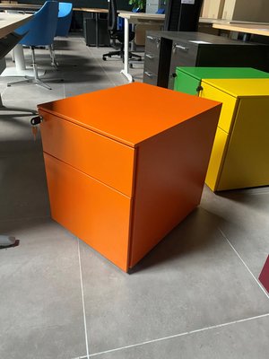 DESTOCKAGE - Rangements - Caisson mobile métallique 2 tiroirs largeur 42 cm orange pour dossiers suspendus