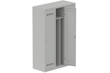 [Pas de famille] - [Pas de sous famille] - Vestiaire industrie salissante 3 portes (serrure 2 clés) H180xL120xP50cm coffre gris clair/ porte(s) gris clair