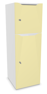 CASIERS - 2 cases - Meuble à cases H.137xL.45xP.50cm - 2 cases : 1 x H86cm (en bas) + 1 x H43cm. portes avec découpe en partie haute. serrure à clé