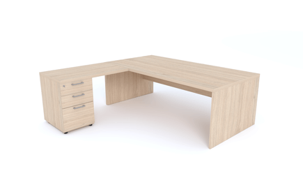 Gamme X5 - Tables de Bureau avec retour - X5- Plan Manager 200x100cm avec retour 100x60cm sur caisson hauteur bureau 3 tiroirs (encombrement 200x200cm)