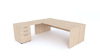 X5- Plan Manager 200x100cm avec retour 100x60cm sur caisson hauteur bureau 3 tiroirs (encombrement 200x200cm)
