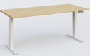 K_PRO2 Poste solo RH 70-120 cm . Plateau 200*80 épaisseur 25mm. coloris chêne, pieds blancs