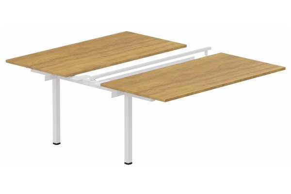 Postes Bench (poste doubles) - SERIE K3 - K3 - Bench suivant 2 Plateaux coulissants 140x80 (encombrement P165xL140cm) -Finitions : PLATEAUX: NOYER (NO) / PIETEMENTS: BLANC (BL)