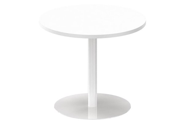 TABLES DE REUNION - Ronde - Table ronde diamètre 90cm sur pied colonne blanc