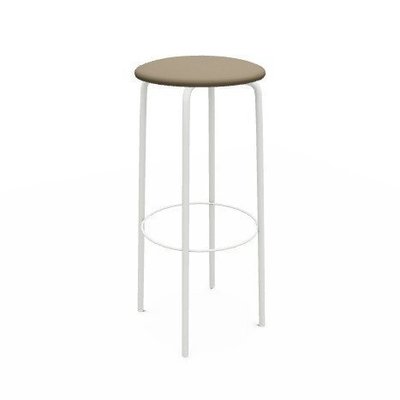CHAISES ET TABOURETS - Pour tables hauteur 90 cm - HOP Tabouret -Hauteur 65cm -Finitions: revêtement Mosaic taupe foncé / PIETEMENT EPOXY : BLANC MAT (EP91)