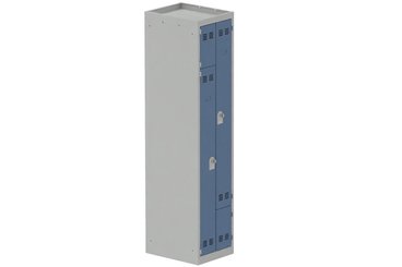 [Pas de famille] - [Pas de sous famille] - Vestiaire gain de place 1 colonne (fermeture cadenas) H,180xL,40xP,50cm coffre gris clair/portes bleu