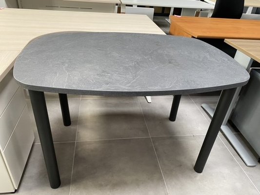 DESTOCKAGE - Cafétéria - Table rectangulaire 120 x 85 cm, plateau finition marbre pieds noir