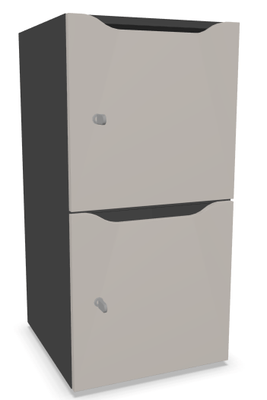 CASIERS - 2 cases - Meuble à cases H.92xL.45xP.50cm - 2 cases H43cm. portes avec découpe en partie haute. serrure à clé