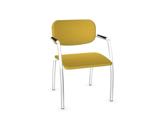 VISITEURS ET FONCTIONNELS - 4 Pieds - Diva - Chaise piétement 4 pieds chrome (CH).Assise et dossier tissu X-TREM Jaune