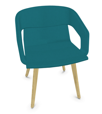 FAUTEUILS/POUFS - 4 pieds bois - MELODY fauteuil 4 pieds bois. face intérieure tissu STEP coloris turquoise face extérieure tissu STEP coloris turquoise piétement frêne brun