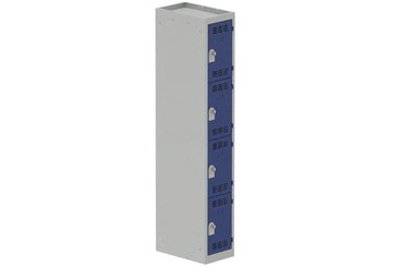 VESTIAIRES MULTICASES - 1 Colonne - Vestiaire multicases, 1 colonne L.30 cm/4 cases, coffre gris clair/portes bleu foncé