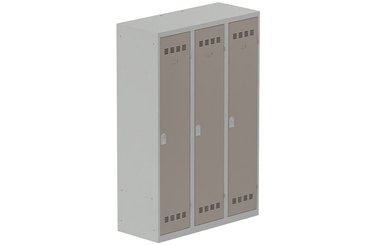 [Pas de famille] - [Pas de sous famille] - Vestiaire industrie salissante 3 portes (serrure 2 clés) H180xL120xP50cm coffre gris clair/ porte(s) basalte