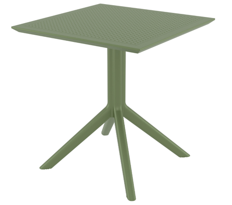 POLYPROPYLENE - TABLES  - SEVILLE-Table en résine, cadre métallique, -70x70cm-Finition:plateau vert olive/piètement vert olive
