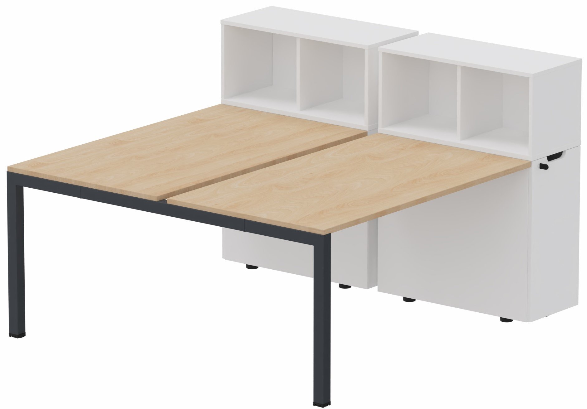 K3 Bench départ avec niche sur rangement personnel 156x80cm encombrement 156x165cm, plateau hêtre, structure anthracite