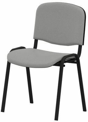 VISITEURS ET FONCTIONNELS - 4 Pieds - Joker + - Chaise piétement 4 pieds laqué noir (Noir).Assise et dossier tissu Vinyle V1 Gris (VNU)