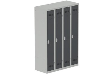 VESTIAIRES MONOBLOC CONFORT - Industrie propre - Vestiaire industrie propre 4 portes (serrure 2 clés) Coffre gris clair/ porte(s) anthracite