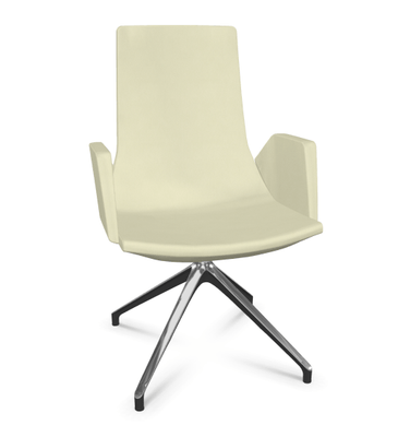 DIRECTION - Visiteurs - KI fauteuil de conférence haut dossier. piétement 4 branches en aluminium poli