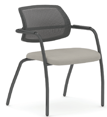 VISITEURS ET FONCTIONNELS - 4 Pieds - DIVA fauteuil dos tissu. 4 pieds laqués noir