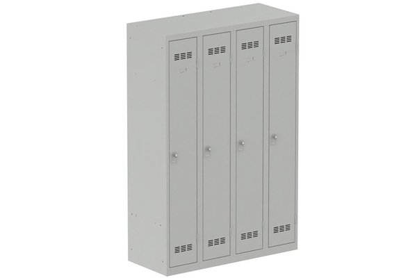 [Pas de famille] - [Pas de sous famille] - Vestiaire industrie propre 4 portes (fermeture cadenas) H180xL120xP50cm coffre gris clair/ porte(s) gris clair