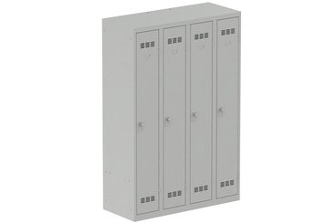 [Pas de famille] - [Pas de sous famille] - Vestiaire industrie propre 4 portes (fermeture cadenas) H180xL120xP50cm coffre gris clair/ porte(s) gris clair