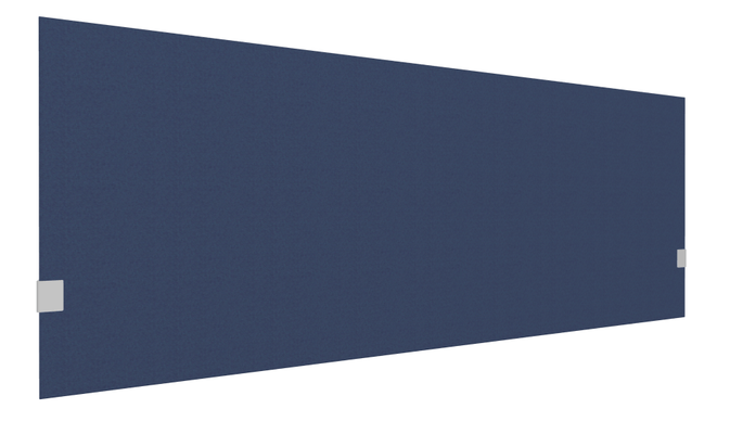 PANNEAUX ECRANS POUR BUREAU DROIT SOLO - Pour bureaux largeur 180 cm - SECRET Panneau-écran acoustique H74cm pour poste solo L.180cm. 2 faces tissu SYNERGY coloris bleu nuit. pinces de fixation réglables en hauteur coloris aluminium