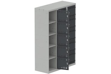 VESTIAIRES MULTICASES - 3 Colonnes - Vestiaire multicases, 3 colonnes L.120cm/15 cases, coffre gris clair/portes anthracite