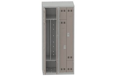[Pas de famille] - [Pas de sous famille] - Vestiaire gain de place 2 colonnes (fermeture cadenas) H,180xL,80xP,50cm coffre gris clair/portes basalte