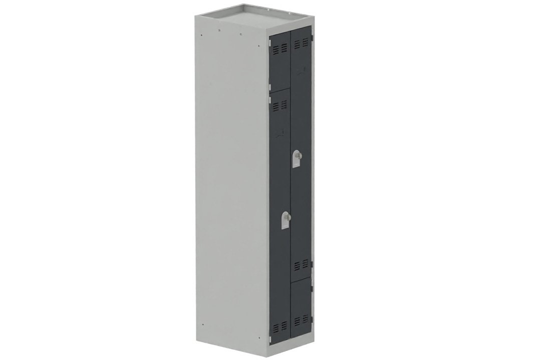 Vestiaire gain de place, 1 colonne (fermeture cadenas) coffre gris clair/portes anthracite