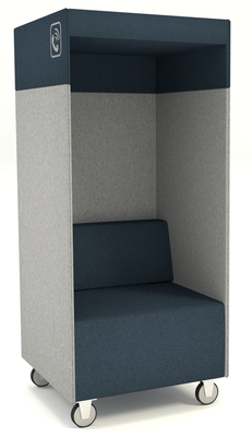 ALCOVE ACOUSTIQUE - Phones Boxes - Phonebox acoustique permet de passer les appels sans gêner les autres, coloris bleu foncé et gris clair 