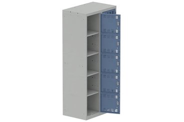 [Pas de famille] - [Pas de sous famille] - Vestiaire multicases 2 colonnes L,40cm 5 cases (fermeture cadenas) H,180xL,80xP,50cm coffre gris clair/portes bleu