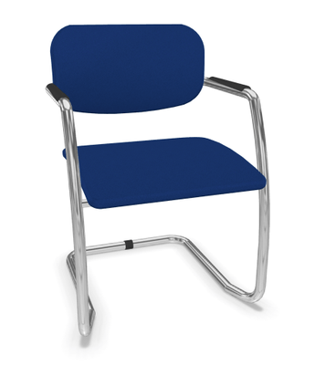 VISITEURS ET FONCTIONNELS - Luge - DIVA fauteuil dos tissu. piétement luge chromé. assise et dossier tissu BONDAI coloris bleu