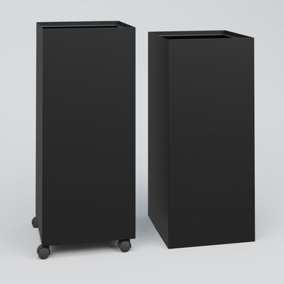 ACCESSOIRES - ACCESSOIRES  - Poubelle pour le tri sélectif fabriquée en tôle de 8/10ème HT 75 cm la HT 30 cm Prof. 60 cm avec roulettes . Coffre Noir