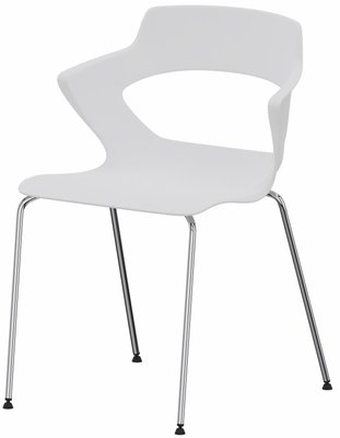 VISITEURS ET FONCTIONNELS - 4 Pieds - SWEETY Chaise 4 pieds tube. coque polypropylène coloris blanc. piétement chrome