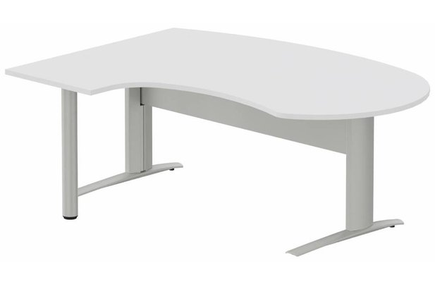 Gamme K1 - Plans compacts - K1 VDF métal compact 90° manager 190x141x104x60cm sur pied de soutien, plateau blanc, structure aluminium