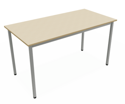 [Pas de famille] - [Pas de sous famille] - DECO Table forme rectangulaire L.140xP.80xH.75.cm, coloris mélaminé acacia / pieds aluminium