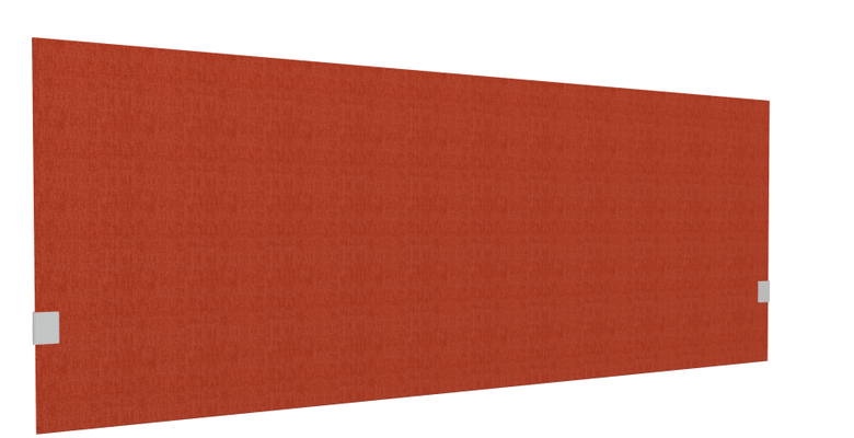 PANNEAUX ECRANS POUR BUREAU DROIT SOLO - Pour bureaux largeur 180 cm - SECRET Panneau-écran acoustique H74cm pour poste solo L.180cm. 2 faces tissu BERTA coloris rouge. pinces de fixation réglables en hauteur coloris aluminium