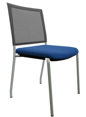 VISITEURS ET FONCTIONNELS - 4 Pieds - ZEN mesh visiteur - Chaise piétement 4 pieds alu (AL).Assise tissu et dossier résille Bondai Bleu (6016)