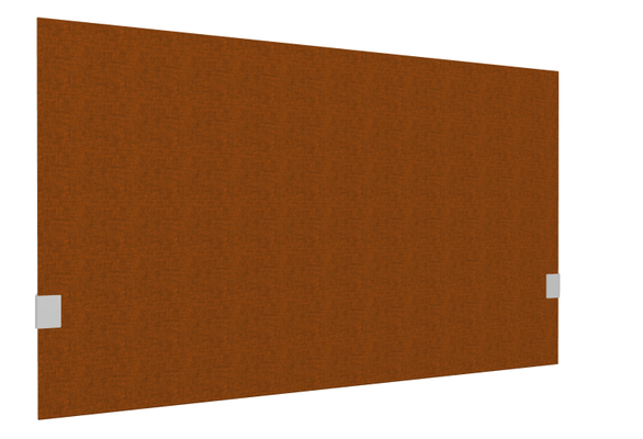 PANNEAUX ECRANS POUR BUREAU DROIT SOLO - Pour bureaux largeur 120 cm - SECRET Panneau-écran acoustique H74cm pour poste solo L.120cm. 2 faces tissu STEP coloris orange chiné. pinces de fixation réglables en hauteur coloris aluminium
