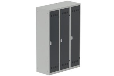 VESTIAIRES MONOBLOC CONFORT - Industrie salissante ( 2 compartiments ) - Vestiaire industrie salissante 3 portes (serrure 2 clés) H180xL120xP50cm coffre gris clair/ porte(s) anthracite