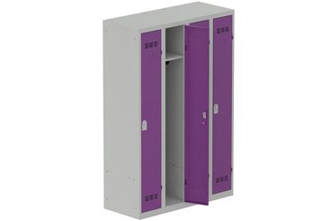 [Pas de famille] - [Pas de sous famille] - Vestiaire industrie propre 4 portes (serrure 2 clés) H180xL120xP50cm coffre gris clair/ porte(s) prune