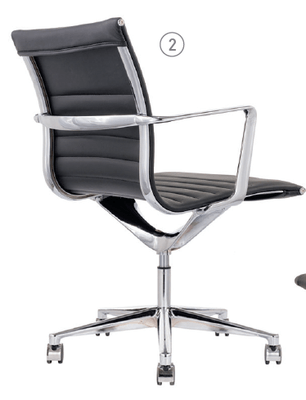 DIRECTION - Fauteuils - Fauteuil moyen dossier PURE, piétement 5 branches aluminium poli sur roulettes