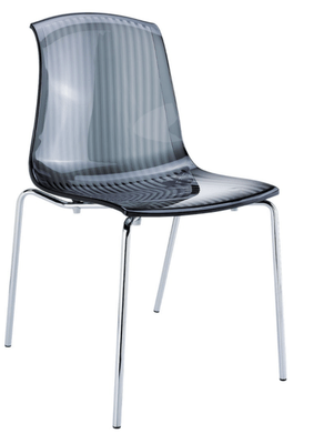POLYPROPYLENE - CHAISES  - FIDJI-Chaise moderne en polycarbonate avec structure métallique chromée-Finition Transparent / noir