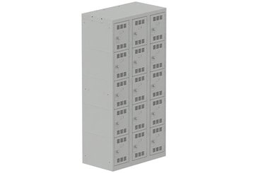 [Pas de famille] - [Pas de sous famille] - Vestiaire multicases 3 colonnes L,30cm 5 cases (fermeture cadenas) H,180xL,90xP,50cm coffre gris clair/portes gris clair