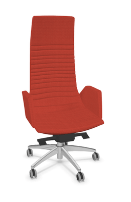 DIRECTION - Fauteuils - KI fauteuil manager haut dossier avec accotoirs tapissés. piétement 5 branches en aluminium poli. revêtement tissu SYNERGY coloris rouge