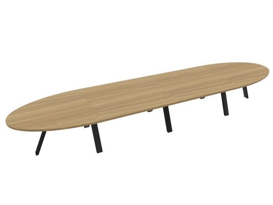 [Pas de famille] - [Pas de sous famille] - TABLE OBLONGUE 4 PLATEAUX 540X120CM SUR STRUCTURE X3 MEETING. Plateau Noyer et piètement noir