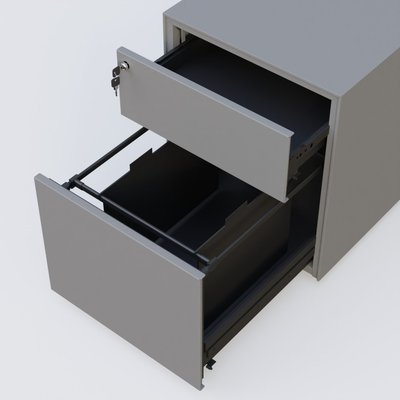 CAISSONS  - Mobiles - Caisson sur roulette 2 tiroirs Aluminium RAL 9006