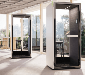 [Pas de famille] - [Pas de sous famille] - Cabine acoustique SPIX 1 personne debout, Hauteur : 2265 mm Largeur : 1000 mm Profondeur : 1000 mm, Plateau fixe (830 x 320 mm) –trapézoïdal, coins arrondis avec un rayon de 50 mm Monté sur la paroi droite Hauteur : 1050 mm